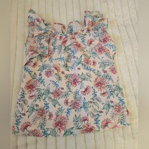 Janie and Jack Pink Floral Ruffle Sleeve Blouse